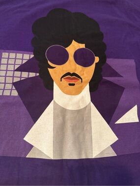 Purple Graphic Short Sleeve Tee with Retro Portrait